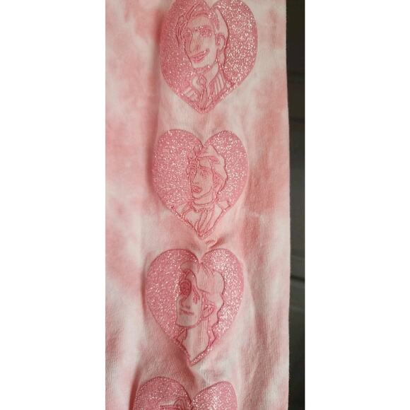 Nwt Disney Prince Cropped Spirit Jersey Royal Crush Pullover TieDye Pink Top Med - Picture 7 of 9